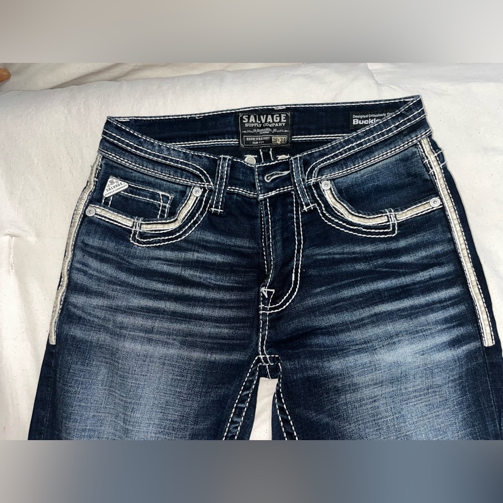 Salvage Dark Blue Boot Cut Jeans - Picture 2 of 6